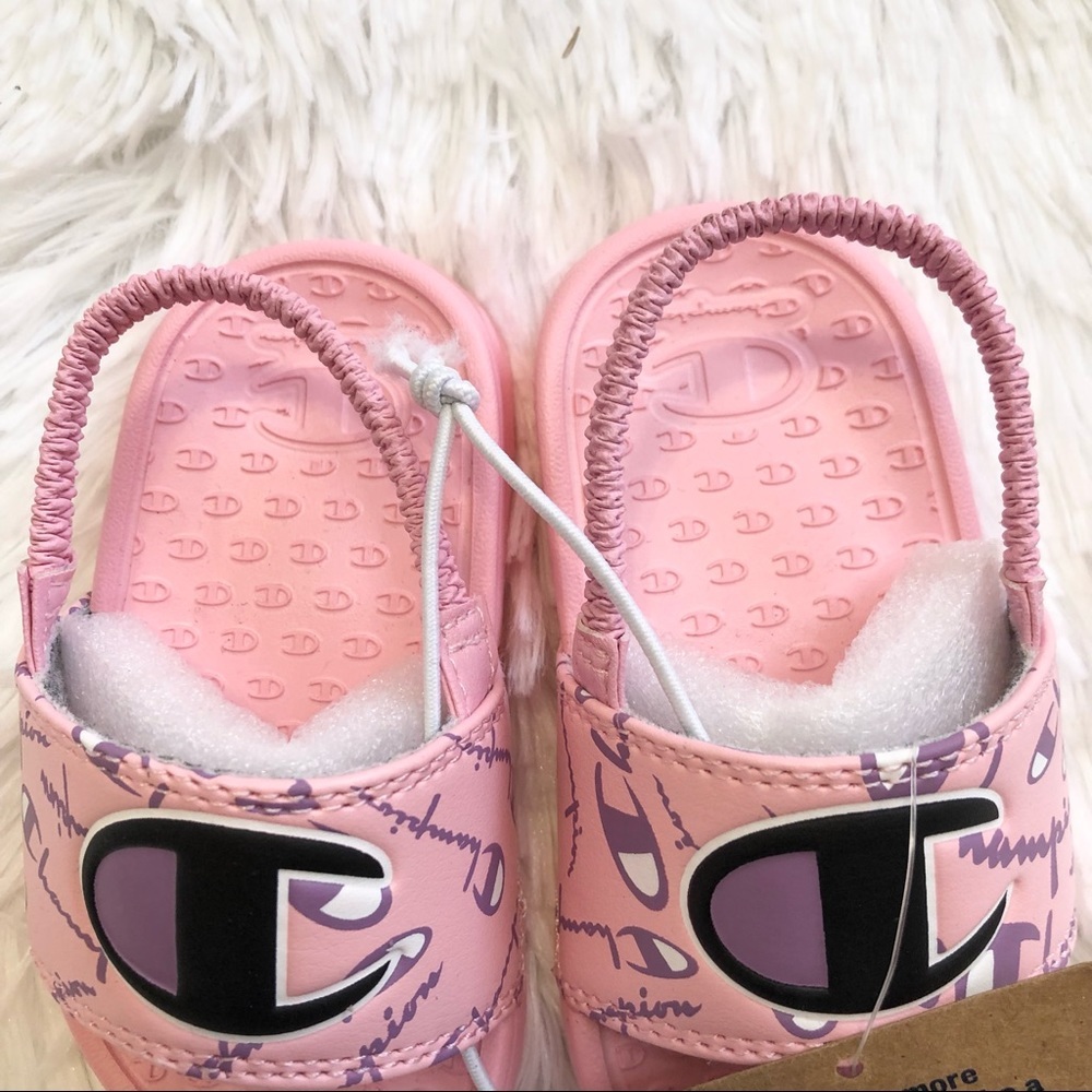 NWT Champion Pink Purple Slides Baby Girl Size 4 - Picture 5 of 8